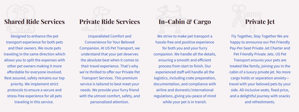 Describe US Pet Transport Services